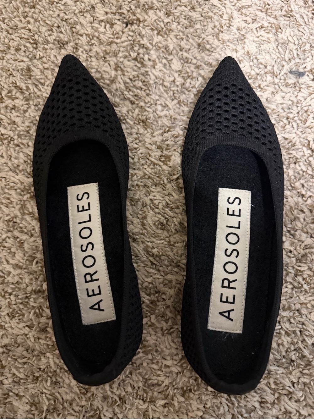 Aerosoles Danielle Black Pointed Knit Flats